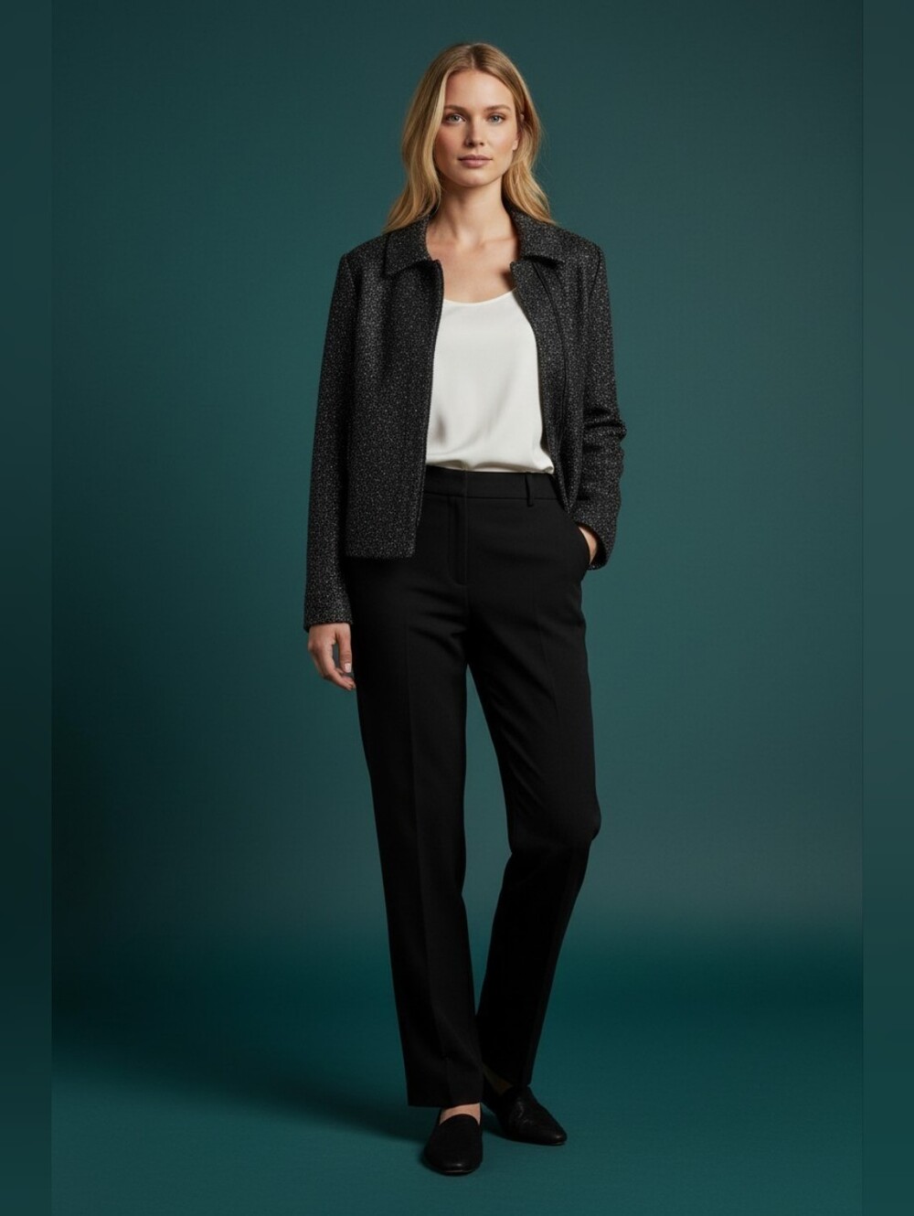 Hutch Anthropologie Black Glitter Shimmer Tweed Moto Crop Jacket S NWOT